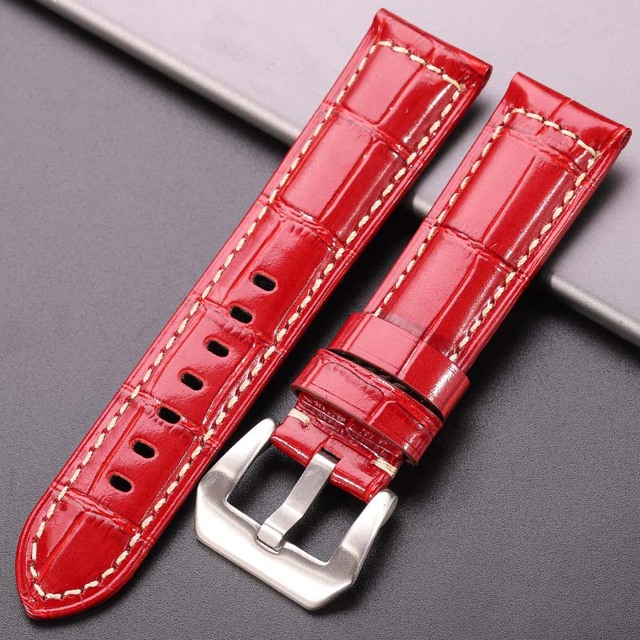 Genuine leather watches black brown red blue green orange women men watch strap for bam accessories 20mm 22mm 24mm