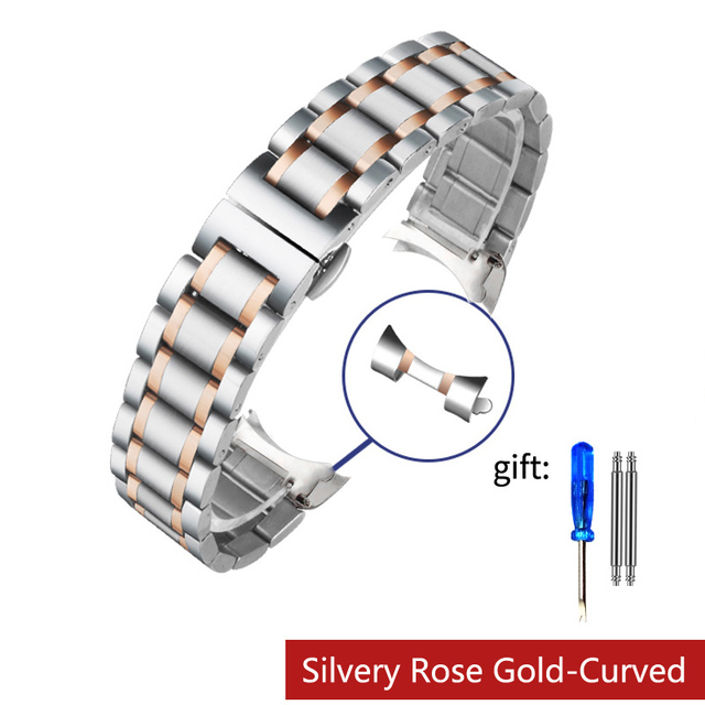 Curved End Stainless Steel Watchband For Tissot 1853 Couturier T035 14/16/17/18/22/24mm Watch Band Women Men Strap Bracelet