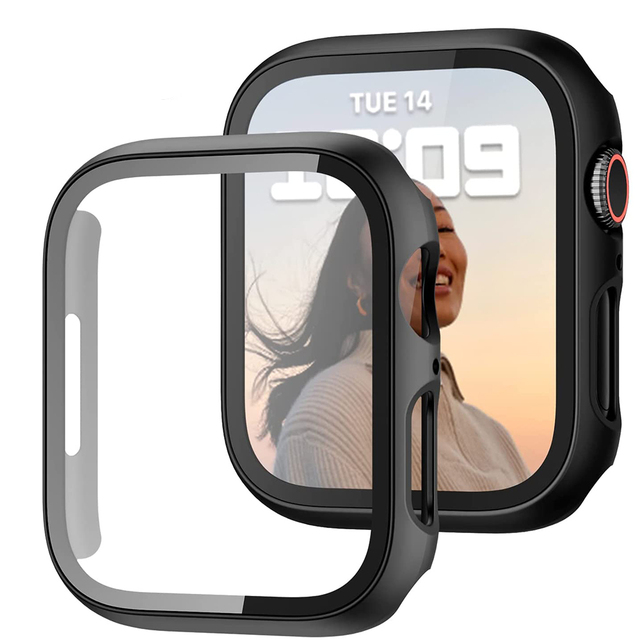 Case With Screen Protector For Apple Watch Series 7 45mm 41mm Hard PC Full Face Protector Bumper Cover Case For iWatch 7 45mm Series