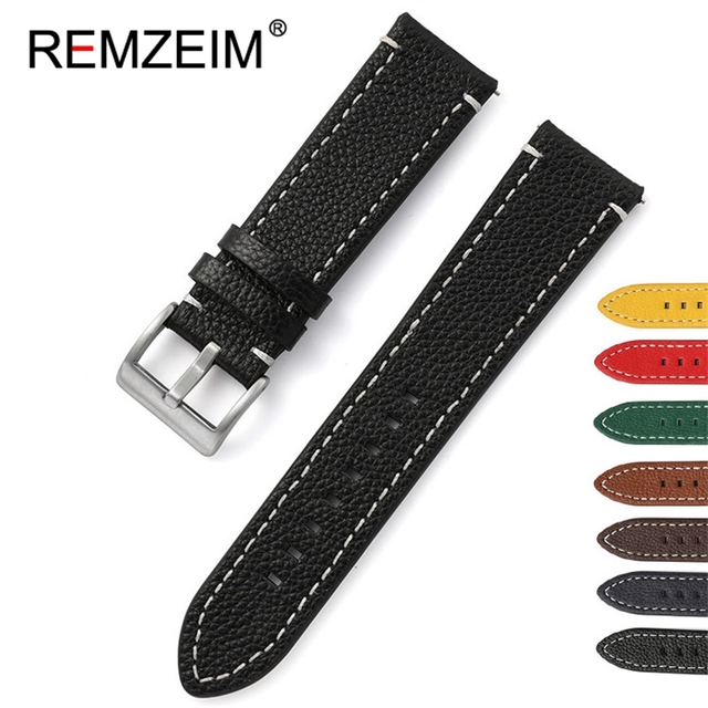 Double-sided Leather 18mm 20mm 22mm 24mm Watchband Quick Release Watch Band Strap Men Women Yellow Red Black Watch Accessories