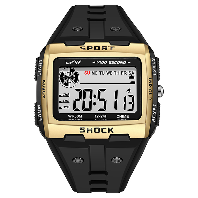 Large numbers easy to read 50m water resistant men digital watch outdoor sports