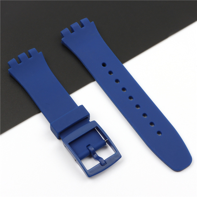 20mm silicone strap female pin buckle watch accessories for swatch SUSB400 SUSW402 men's sports waterproof bracelet watch band