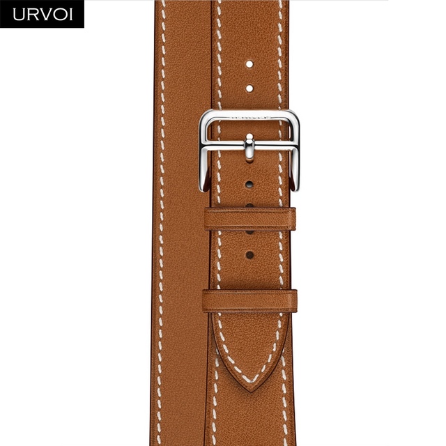 URVOI Double Round Band for Apple Watch Series 7 6 SE 5 4 3 Strap for iwatch Strap High Quality Soft Genuine Leather Loop Wraps