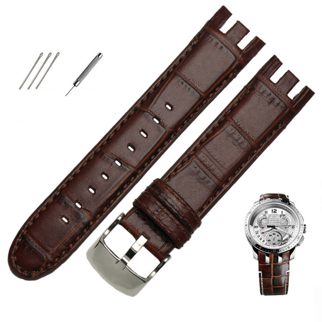 High Quality Genuine Leather Watch Strap For Swatch YRS403 412 402G Watch Band 21mm Watchband Men Curved End Watches Bracelet