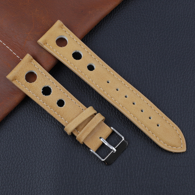 Onthelevel Leather Watchband 18mm 20mm 22mm 24mm Black Brown Coffee Racing Strap Handmade Stitching Quick Release Watch Strap