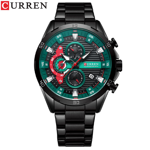 CURREN Men Fashion Waterproof Sport Quartz Chronograph Wristwatch Luxury Stainless Steel Watch With Luminous Relogio Masculino