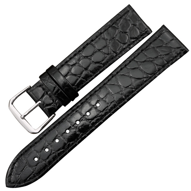 MAIKES Watch Accessories Genuine Leather Watch Strap Crocodile Pattern Wrist Band Soft Watches 12mm-20mm Black Bracelets