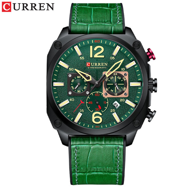 CURREN New 8398 Men's Watch Fashion Waterproof Male Multifunction Chronograph Leather Watch Six Needle Calendar Quartz Watches