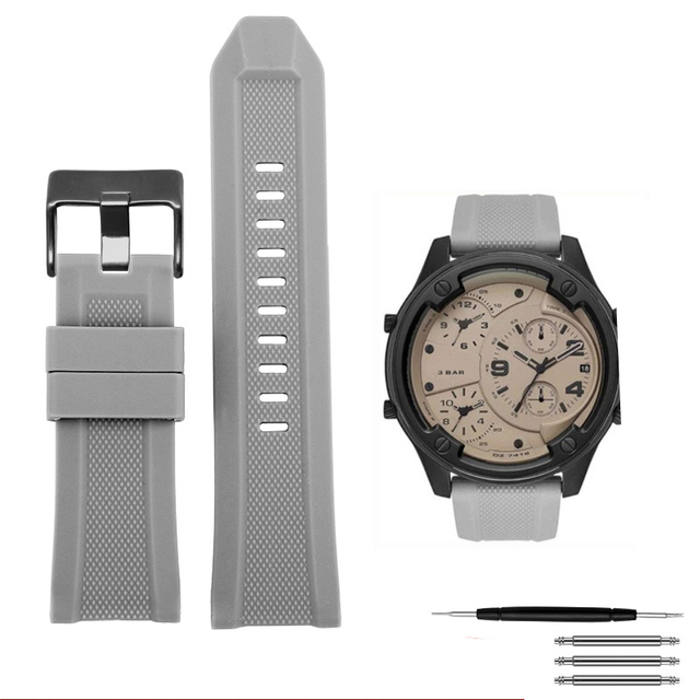 High quality silicone rubber watch band suitable for diesel dz4318/4323/4283/7315/4427 men waterproof soft big strap 24mm26mm