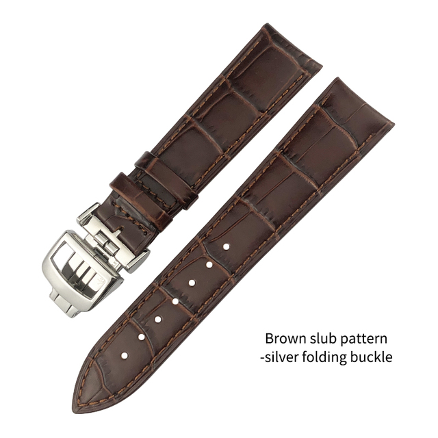 20mm 21mm Cowhide Leather Watchband Fit For Jaeger-LeCoultre Master Watch Strap Soft Black Brown Blue Leather Bracelets Folding Buckle