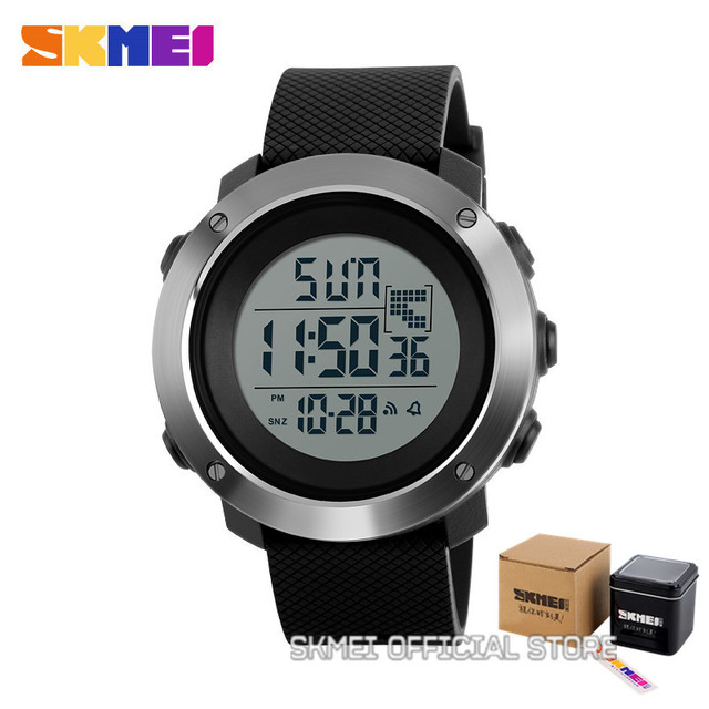 SKMEI - Simple Men's Digital Work Watch, PU Strap, Multifunctional LED Display, 5 Bar Water Resistant, 1267