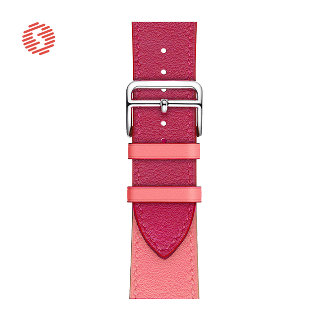 ShengOne Leather Bracelet Fashion Exquisite Bracelet for Apple Watch 7 6 SE 5 4 45 44 42mm Two Tone Replacement Strap 3 2 41 40 38