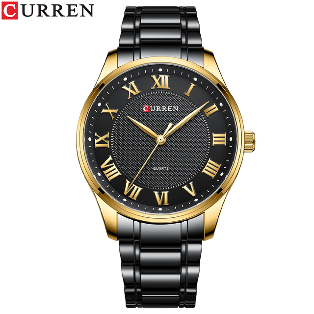 CURREN Men's Watch Stainless Steel Band Luminous Quartz Wrist Watches Male Creative Design Golden Clock Relogio Masculino