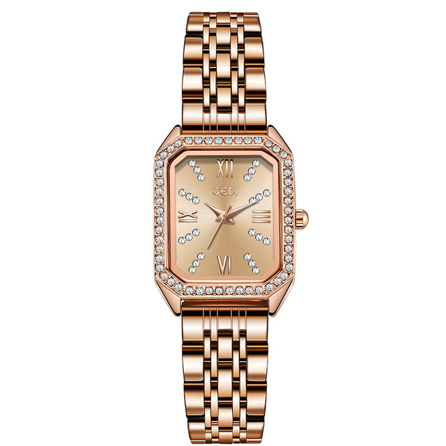 Fashion Rhinestone Watches for Women Quartz Movement Rosegold Stainless Steel Watch Holiday Lovely Gift 3ATM Waterproof Clock