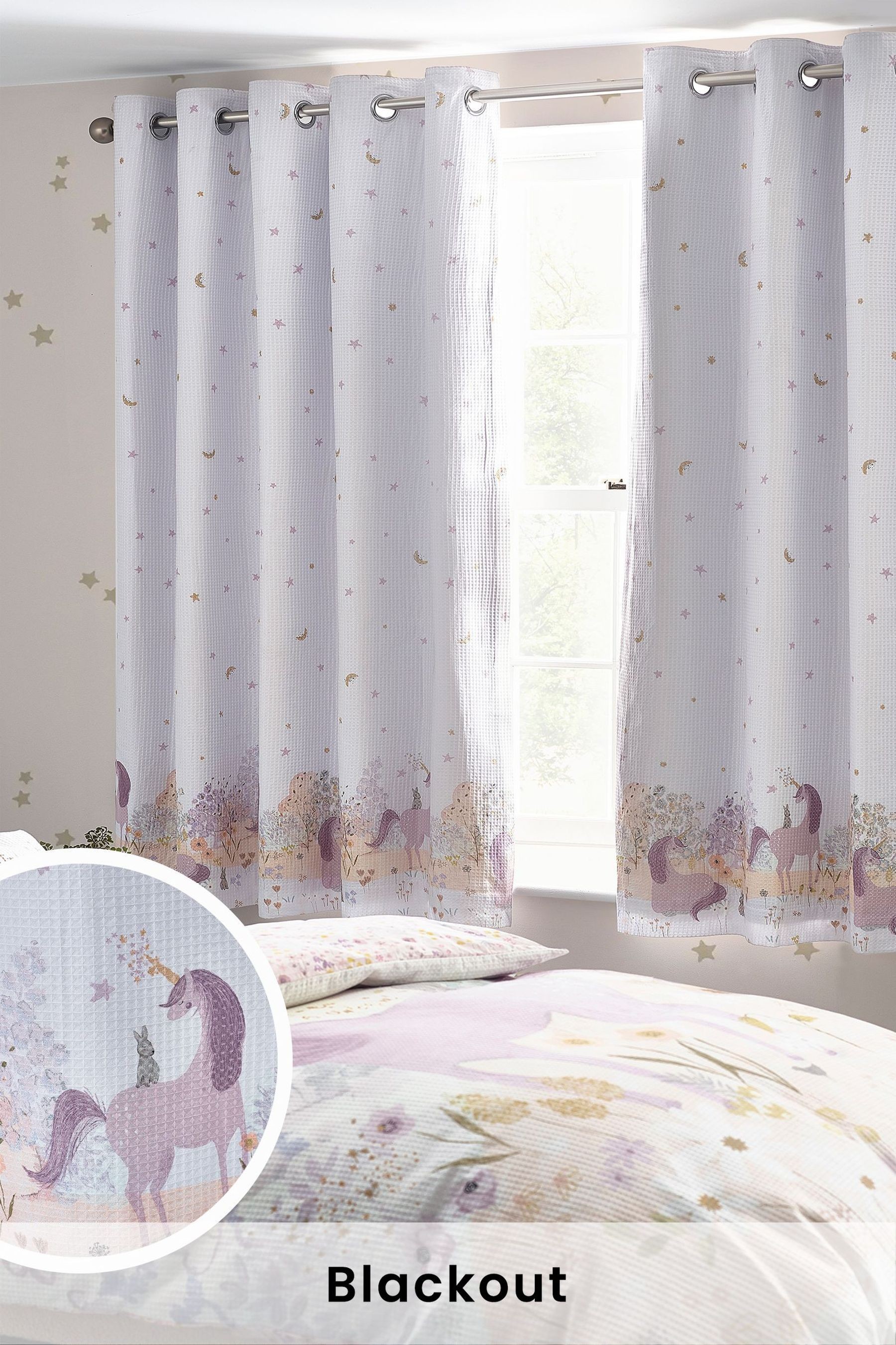 Unicorn Waffle Eyelet Blackout Curtains