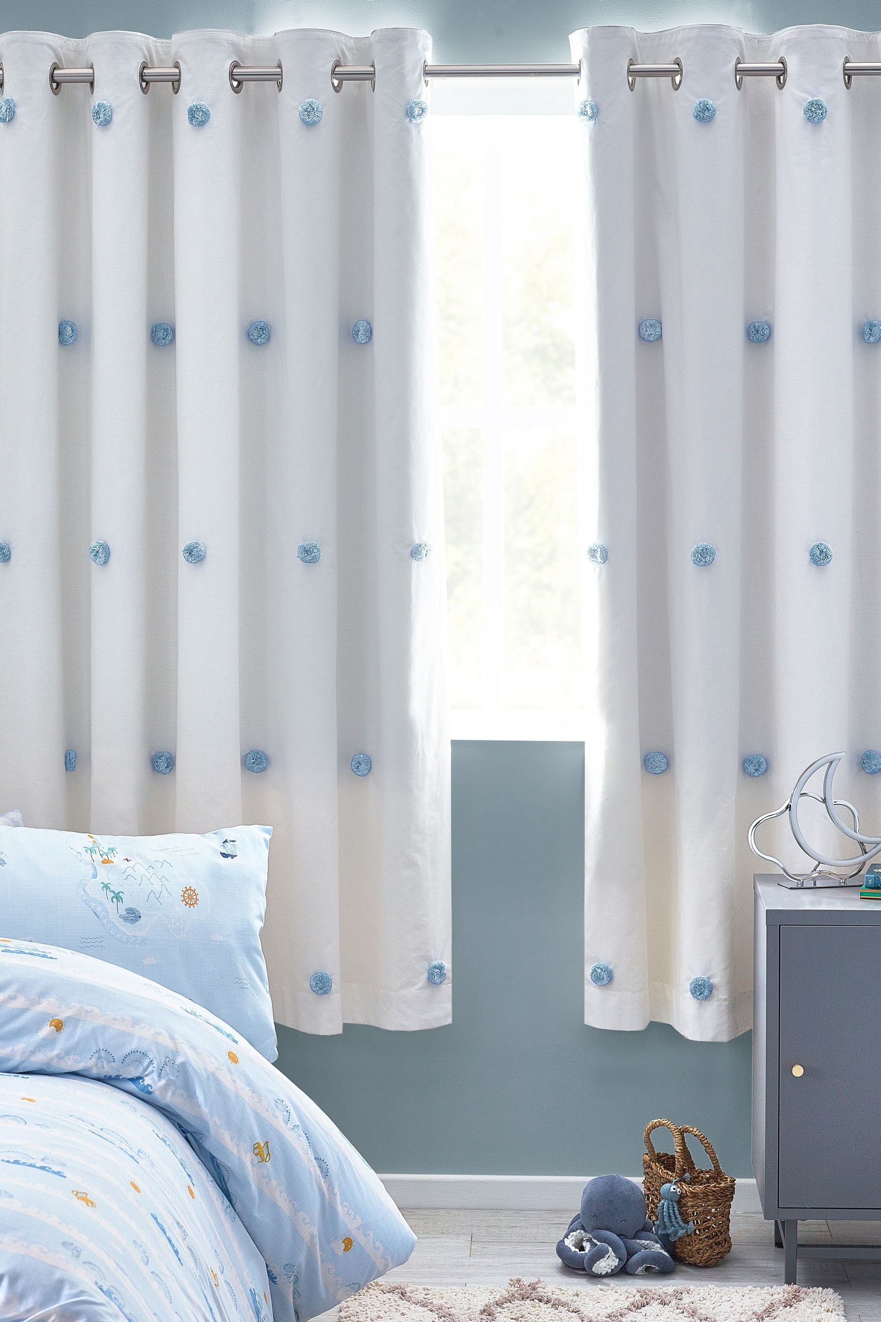 Pom Pom Eyelet Blackout Curtains