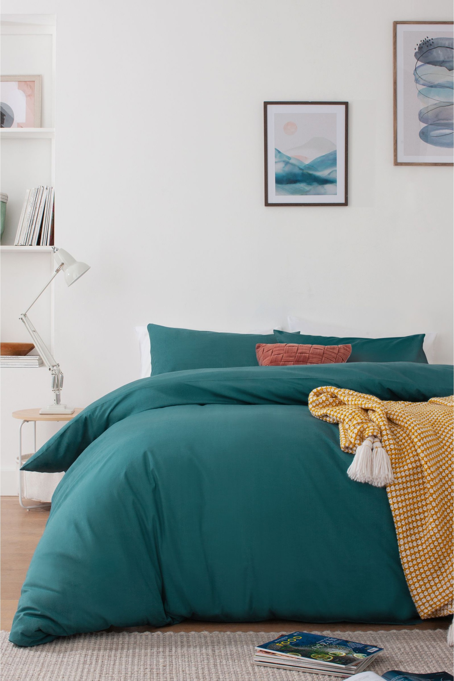 Cotton Rich Duvet Cover and Pillowcase Set Plain Percale