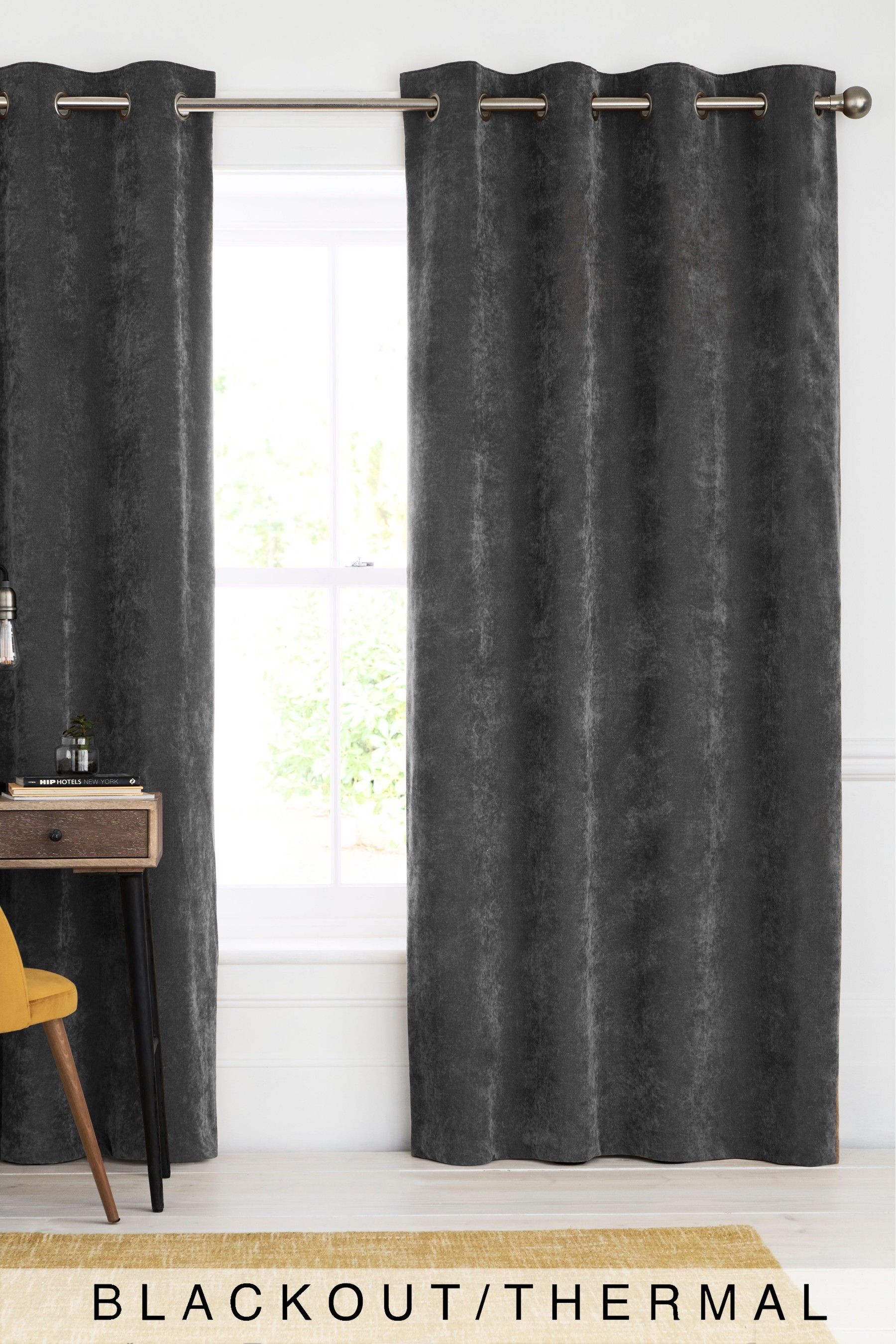 Soft Velour Curtains Eyelet Blackout/Thermal