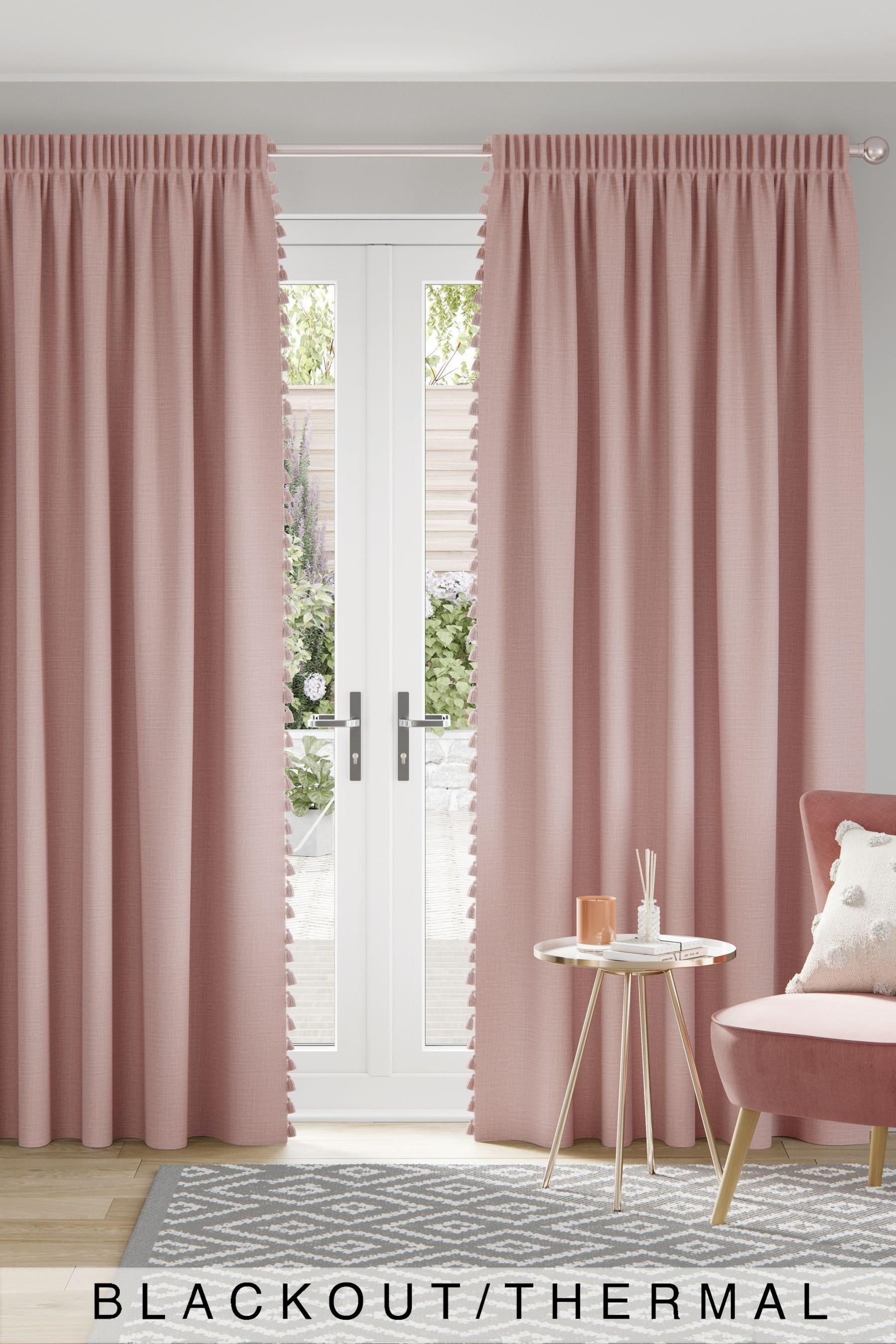 Textured Tassel Curtains Pencil Pleat Blackout/Thermal