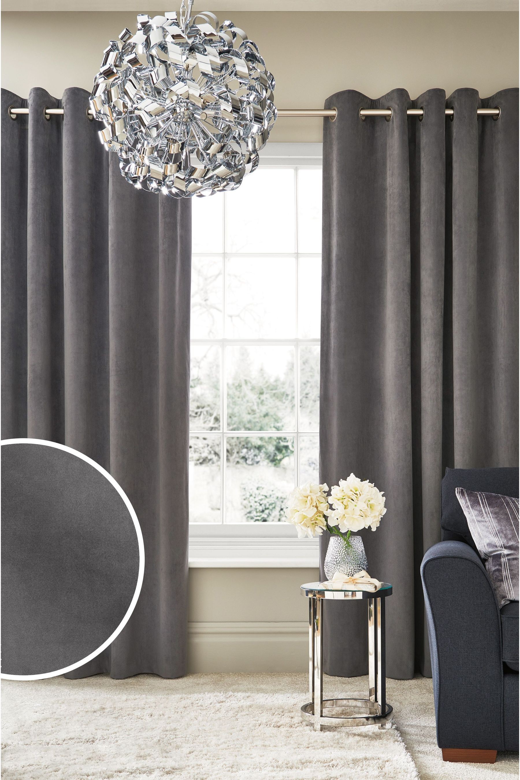 Matte Velvet Curtains Eyelet Lined