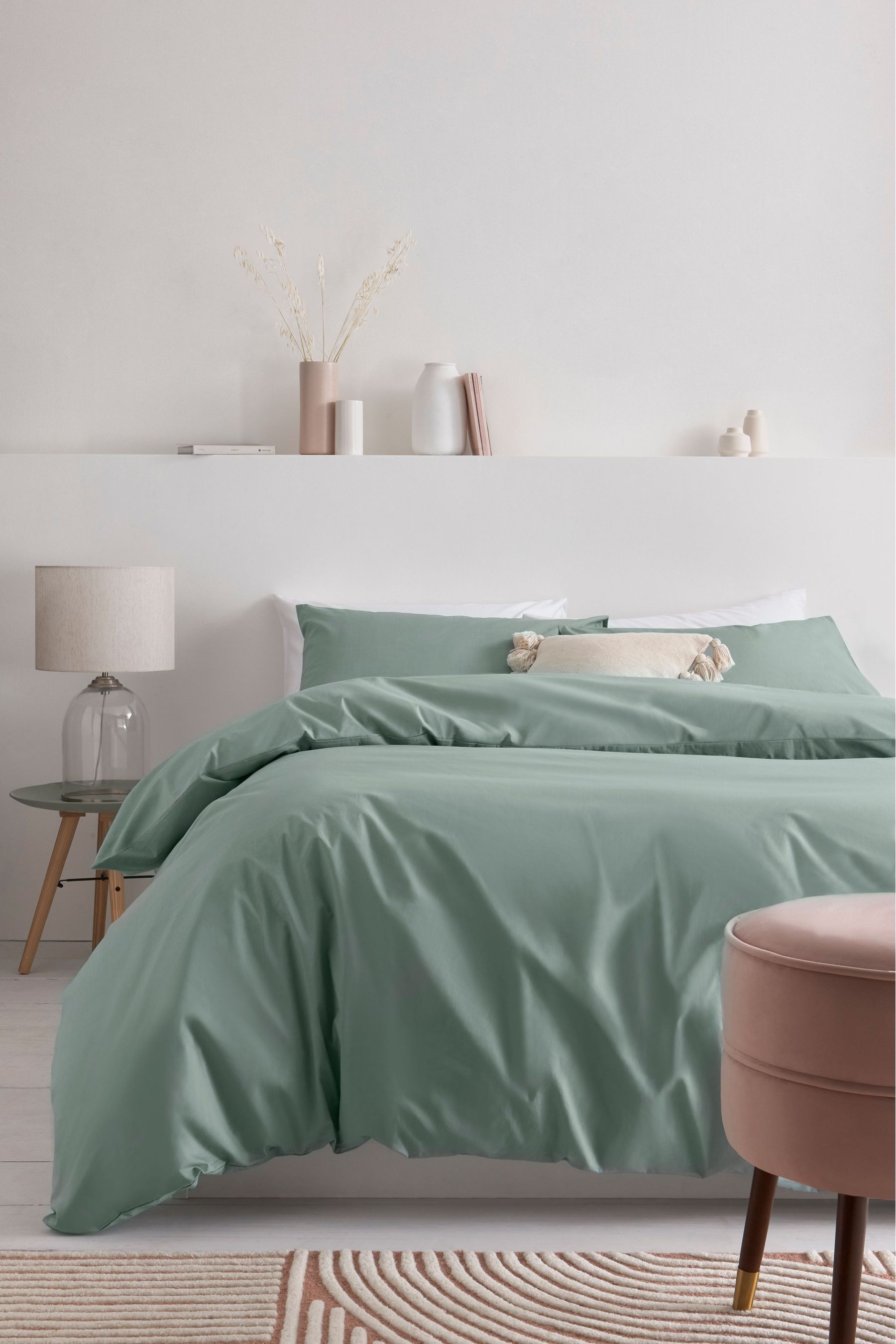 Cotton Rich Duvet Cover and Pillowcase Set Plain Percale