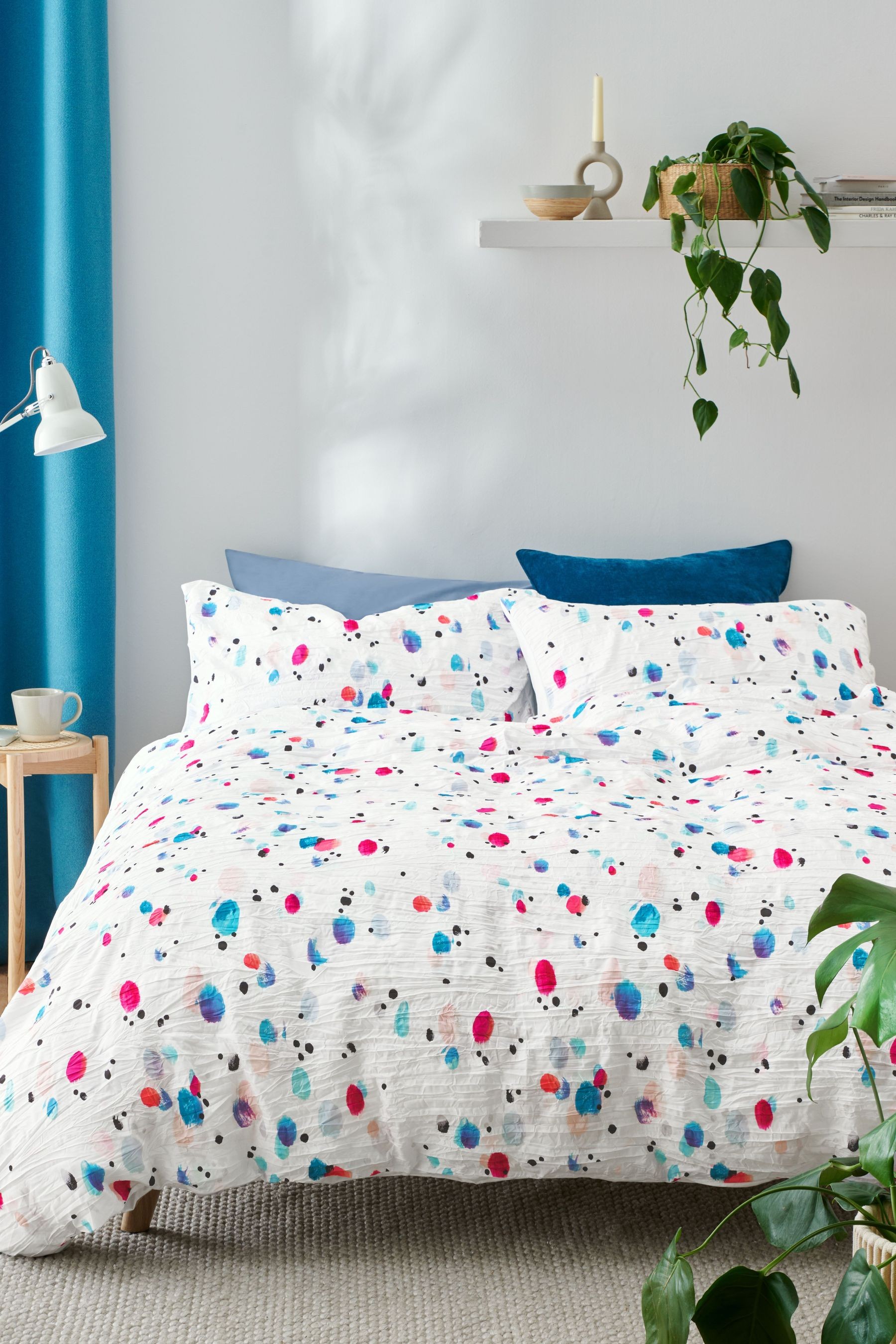 Simply Soft Crinkle Painted Spots Duvet Cover and Pillowcase Set