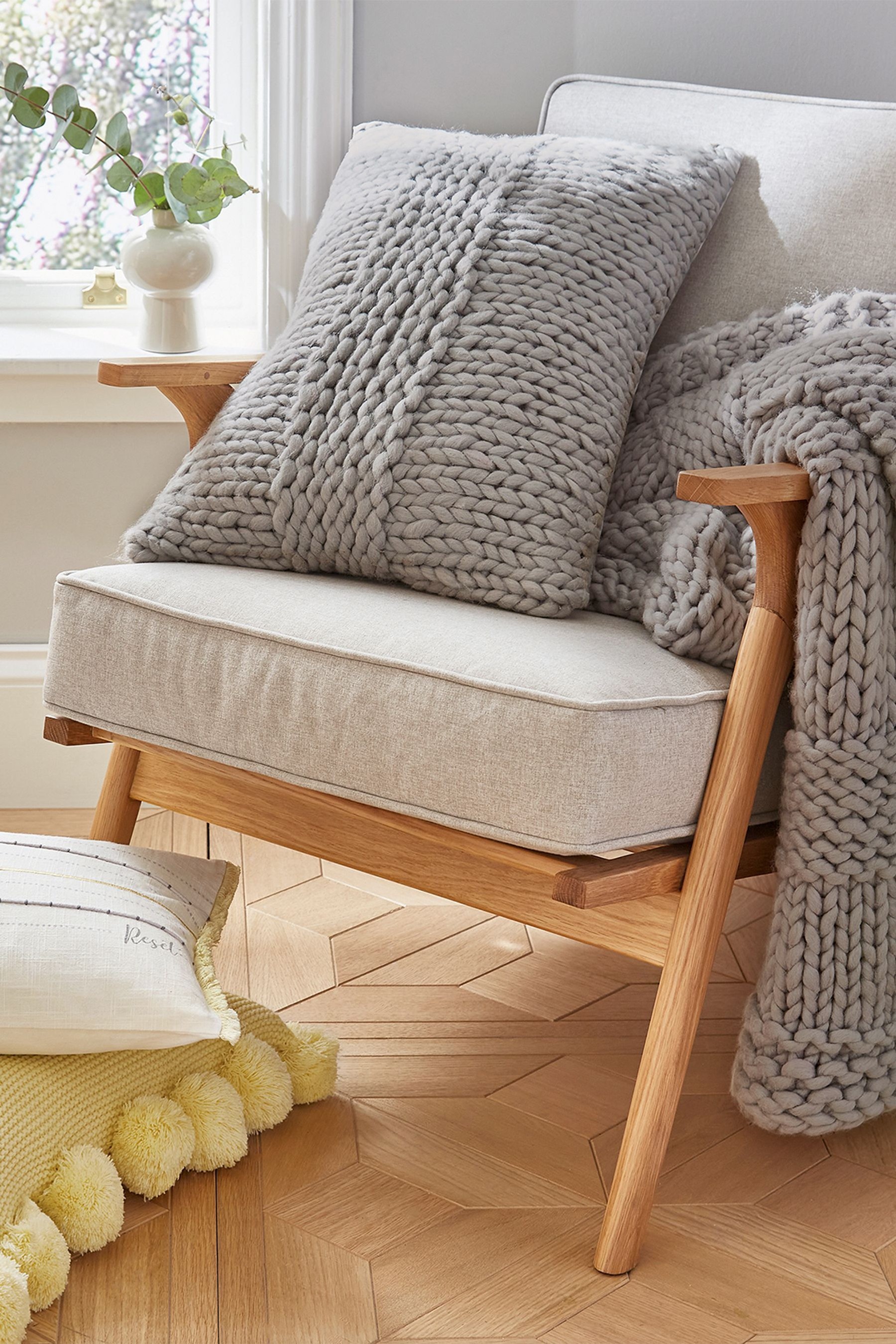 Katie Piper Wool Blend Reset Chunky Knit Cushion