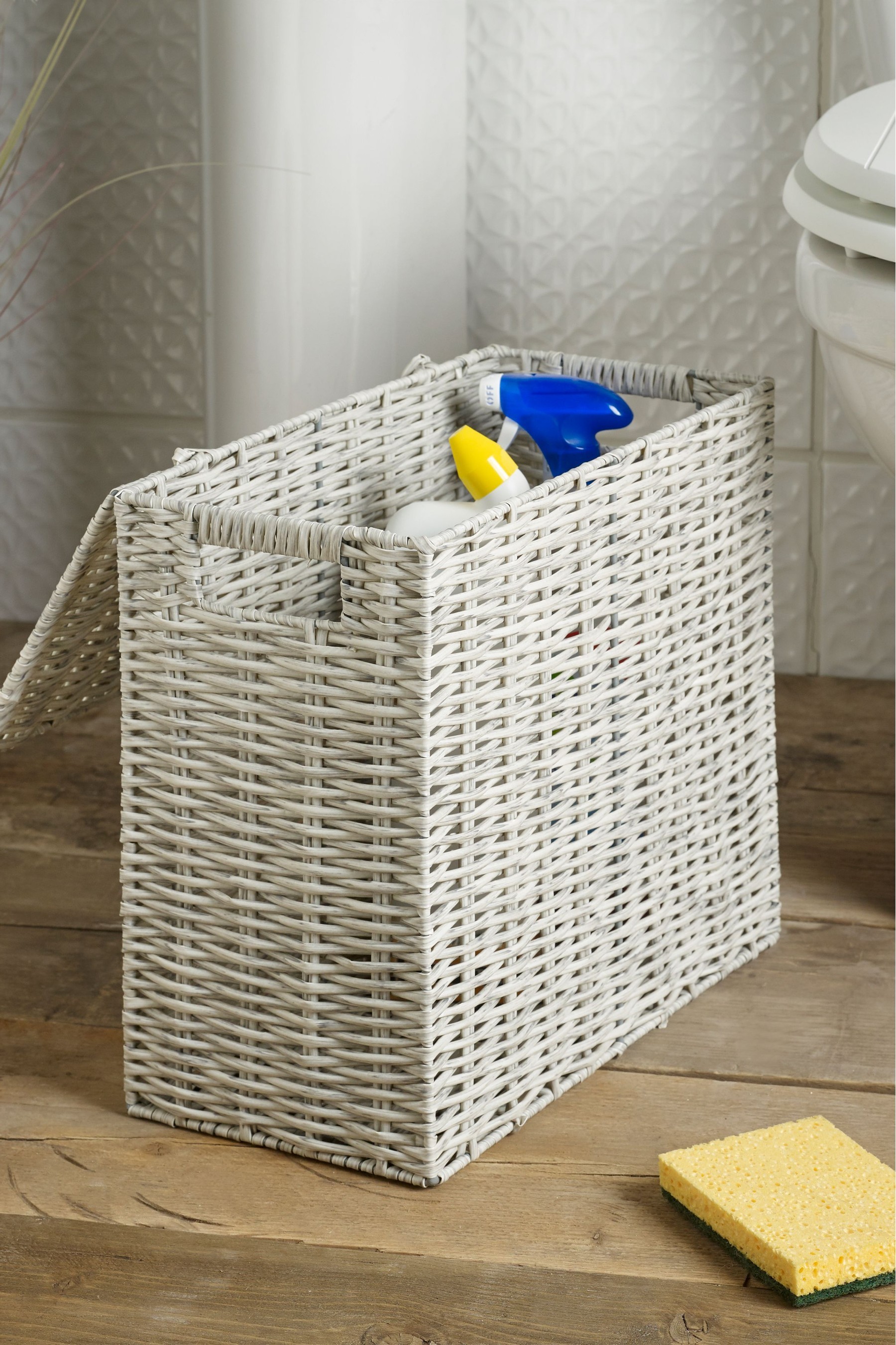 Plastic Wicker Storage Slimline Box