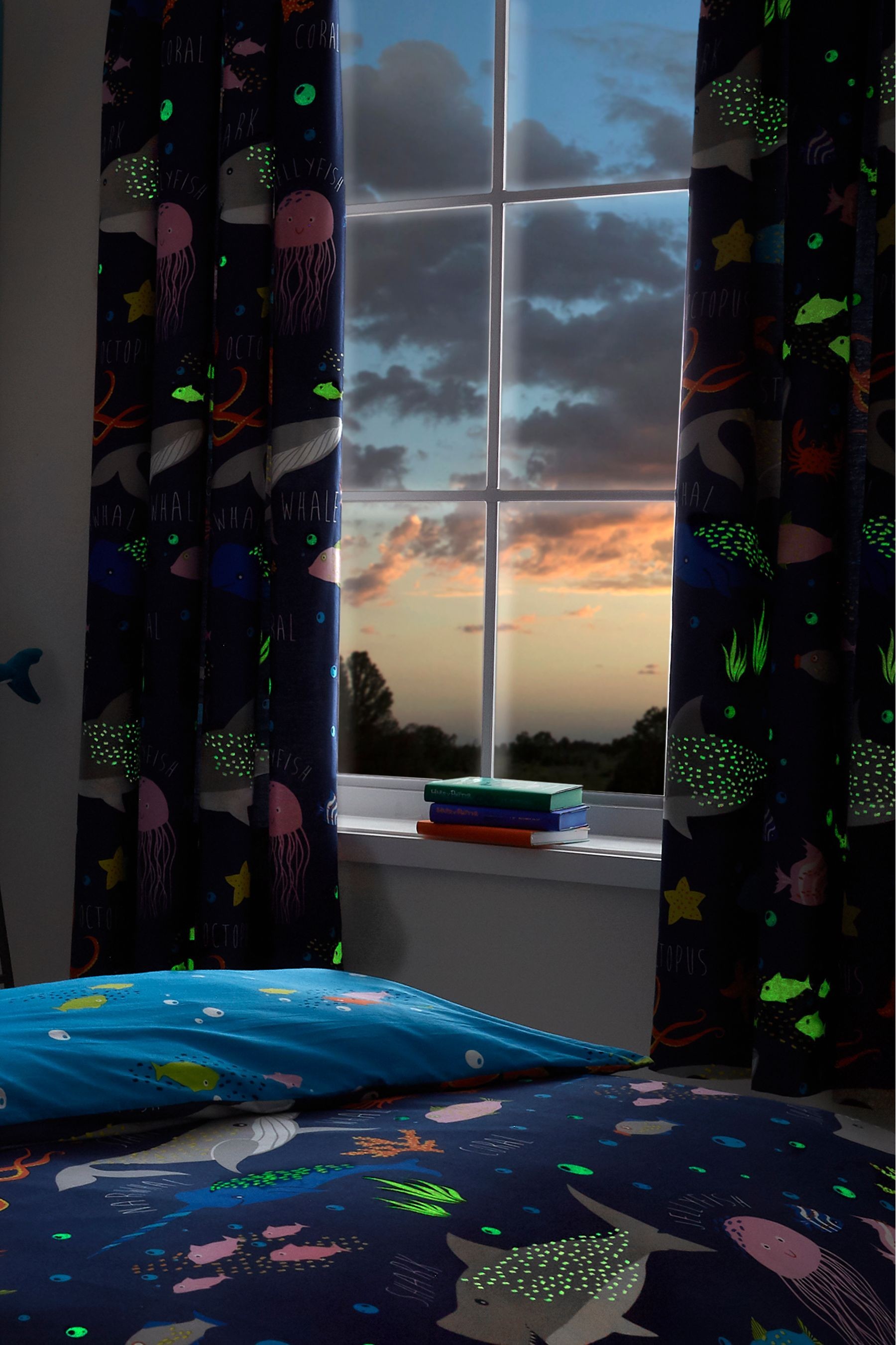 Bedlam Sea Life Glow In The Dark Curtains