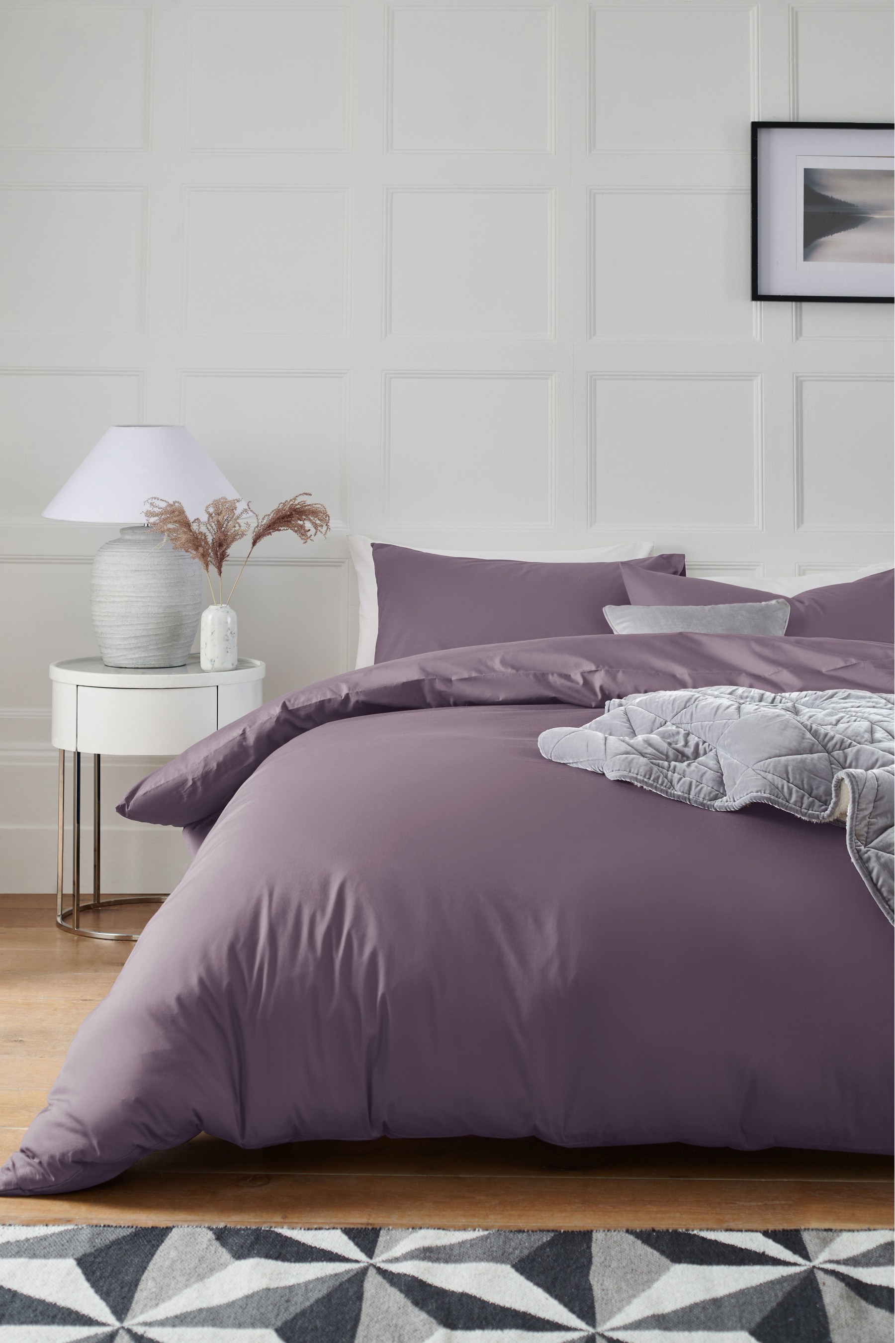 Cotton Rich Duvet Cover and Pillowcase Set Plain Percale