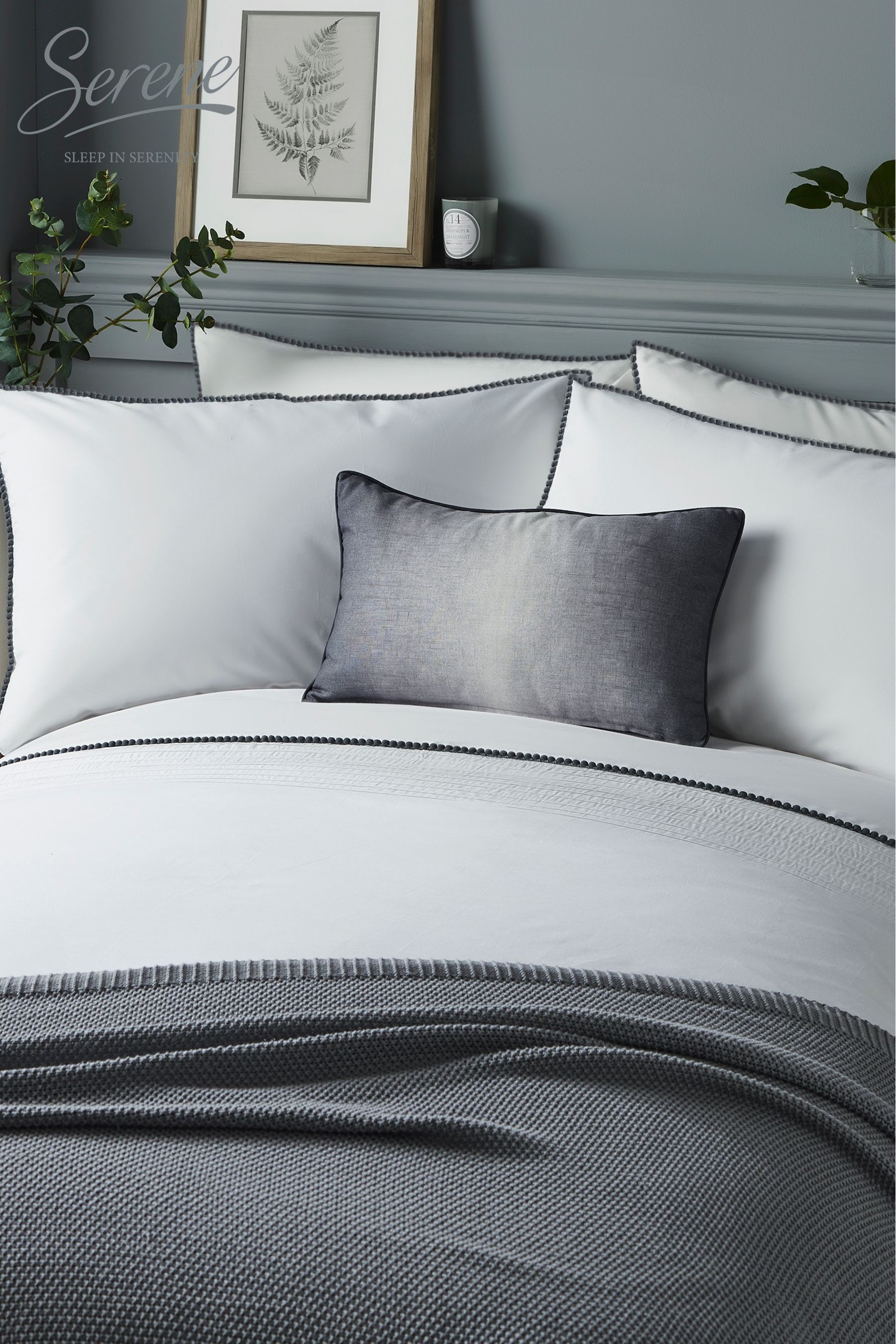 Serene Pom Pom Duvet Cover and Pillowcase Set