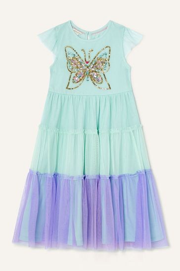 Monsoon Blue Mesh Layered Butterfly Dress