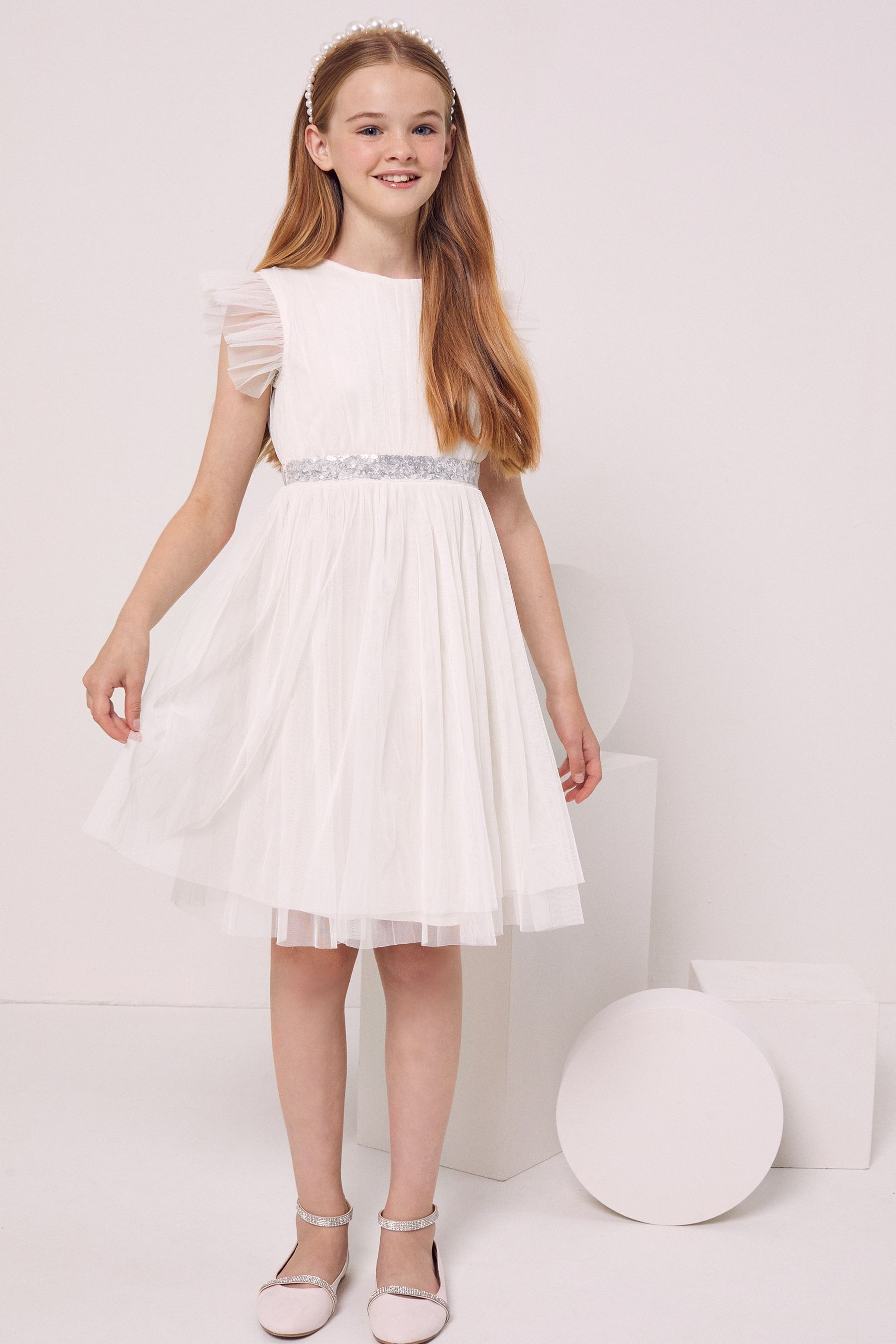 Maya Girl Embellished Waist Tulle Dress