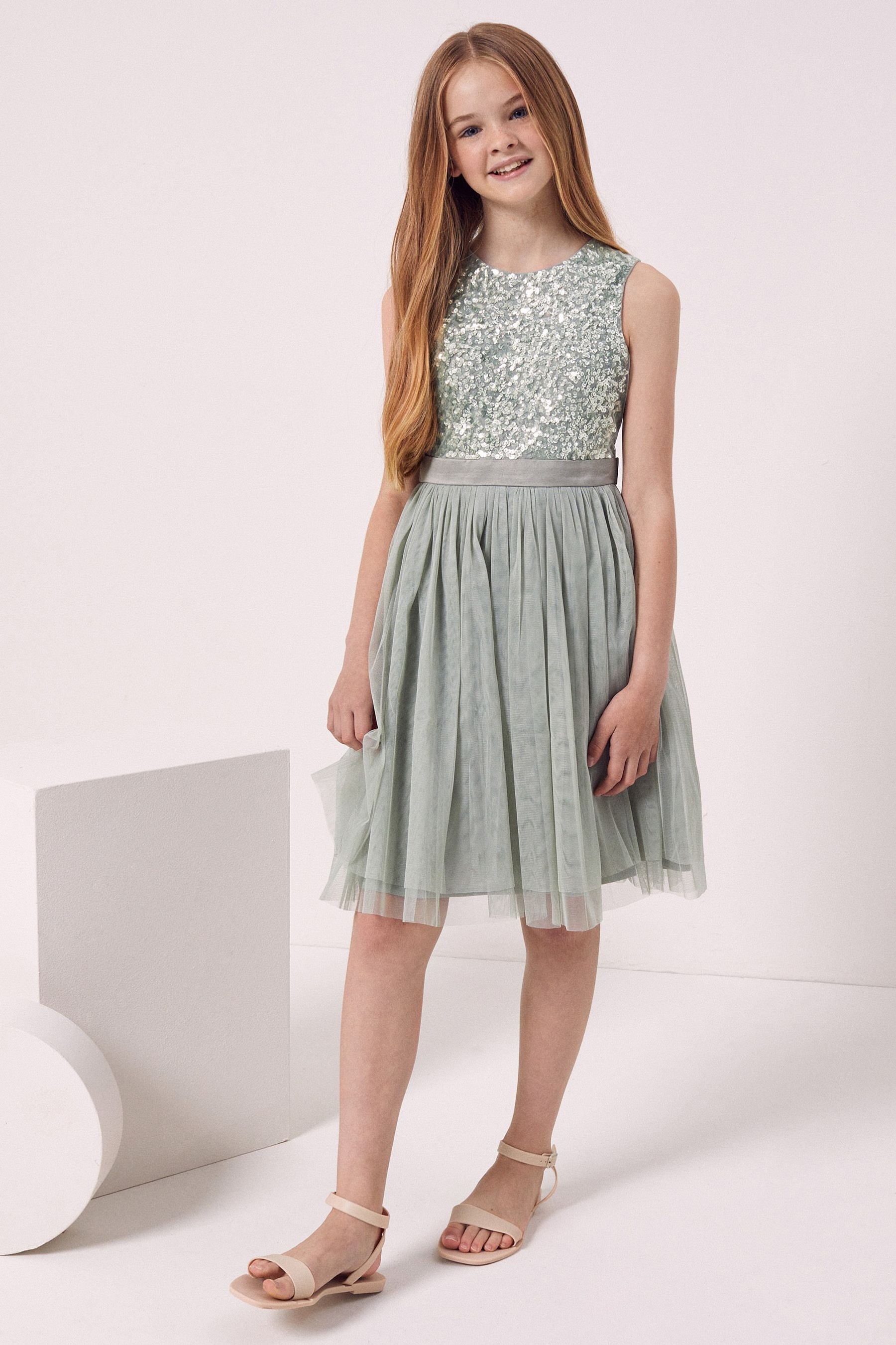 Maya Girl Sleeveless Sequin Tulle Dress