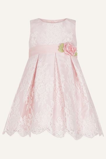 Monsoon Pink Baby Lola Lace Floral Dress