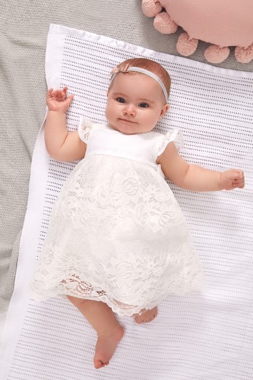 Lipsy Baby Lace Flower Girl Dress With Matching Knicker