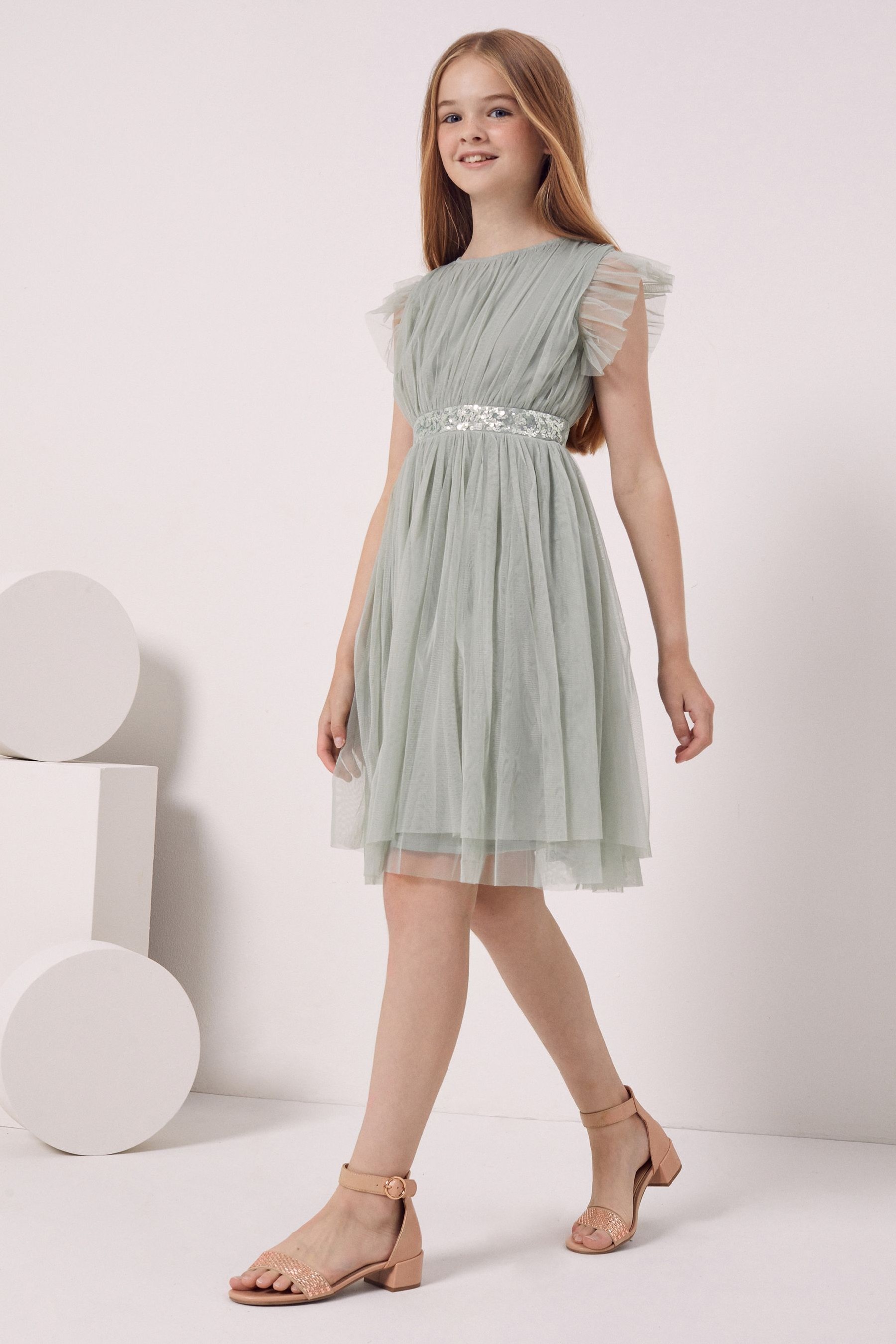 Maya Girl Embellished Waist Tulle Dress