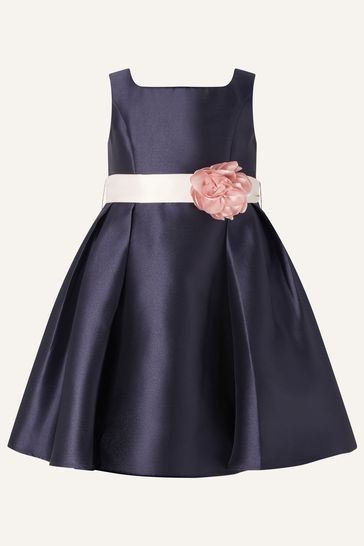 Monsoon Blue Baby Audrey Duchess Twill Dress