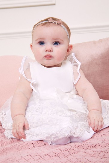 Lipsy Baby Lace Frill Christening Dress