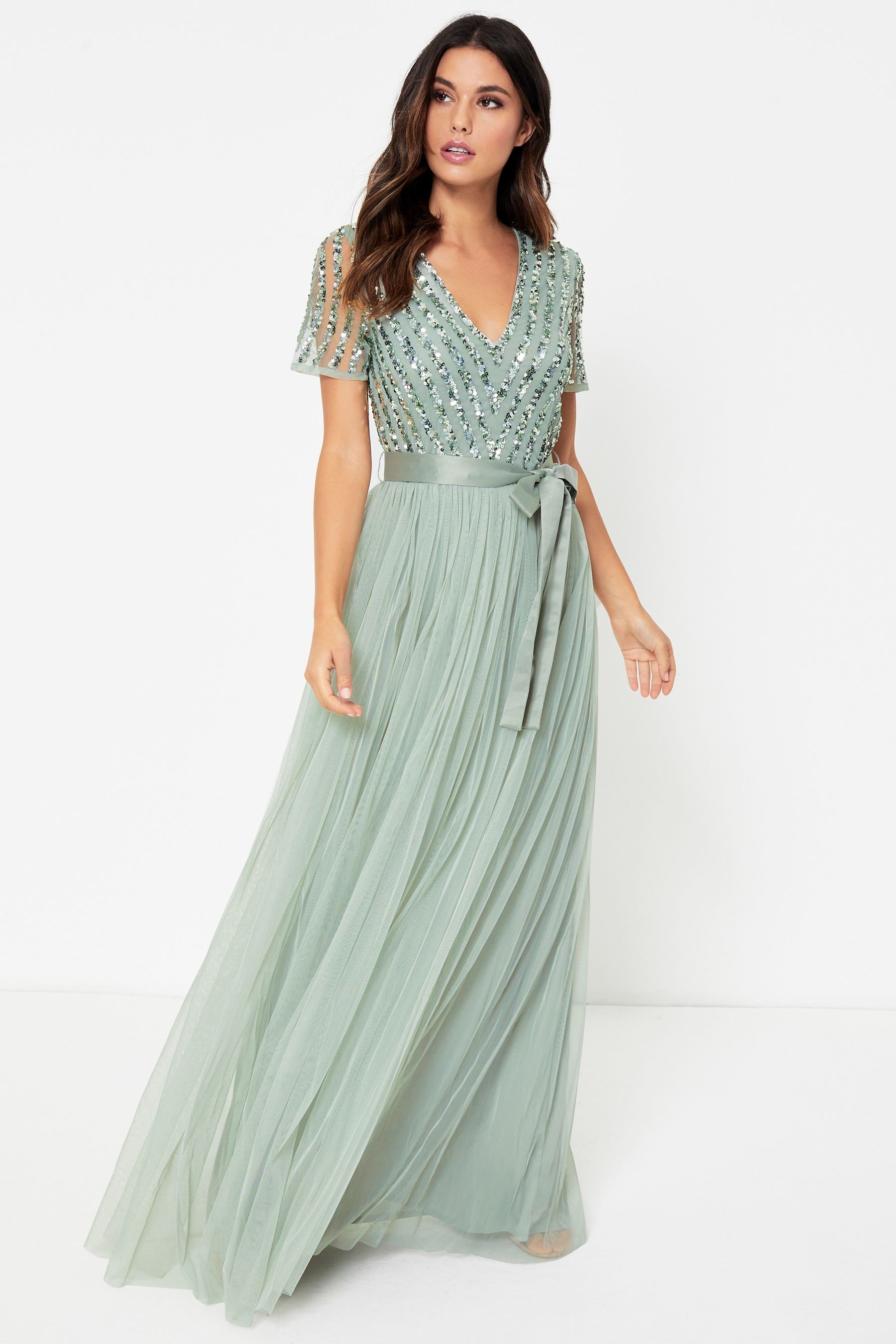 Maya Chevron Sequin Maxi Dress