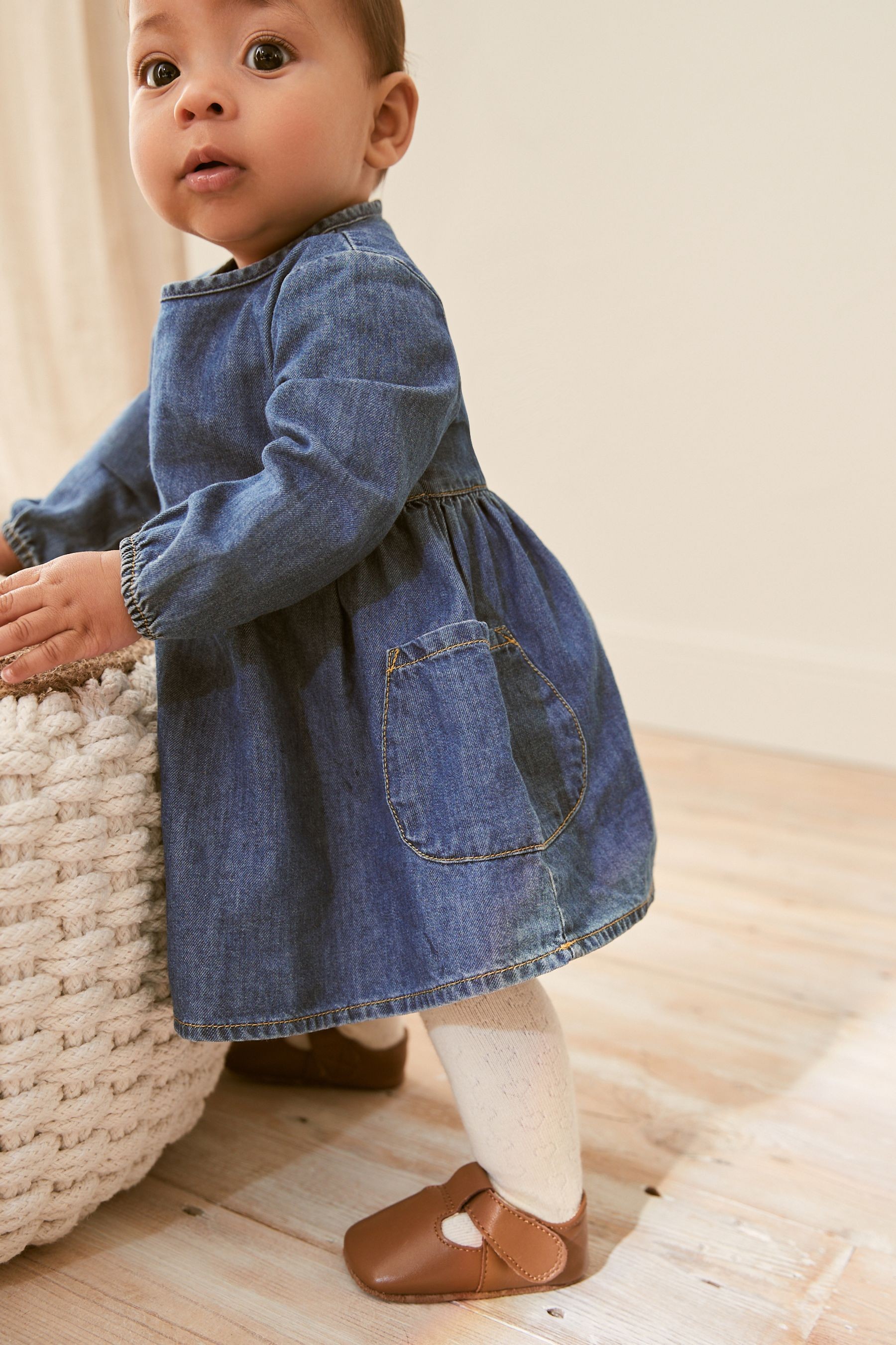 Baby Long Sleeved Denim Dress (0mths-2yrs)