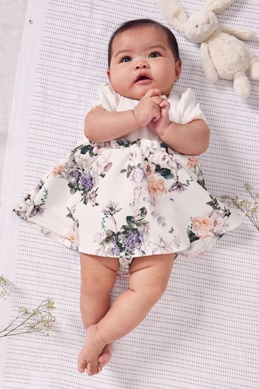 Lipsy Baby Puff Sleeve Dress With Matching Knicker