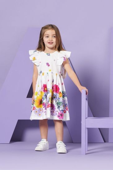 Angel & Rocket White Avery Border Print Dress