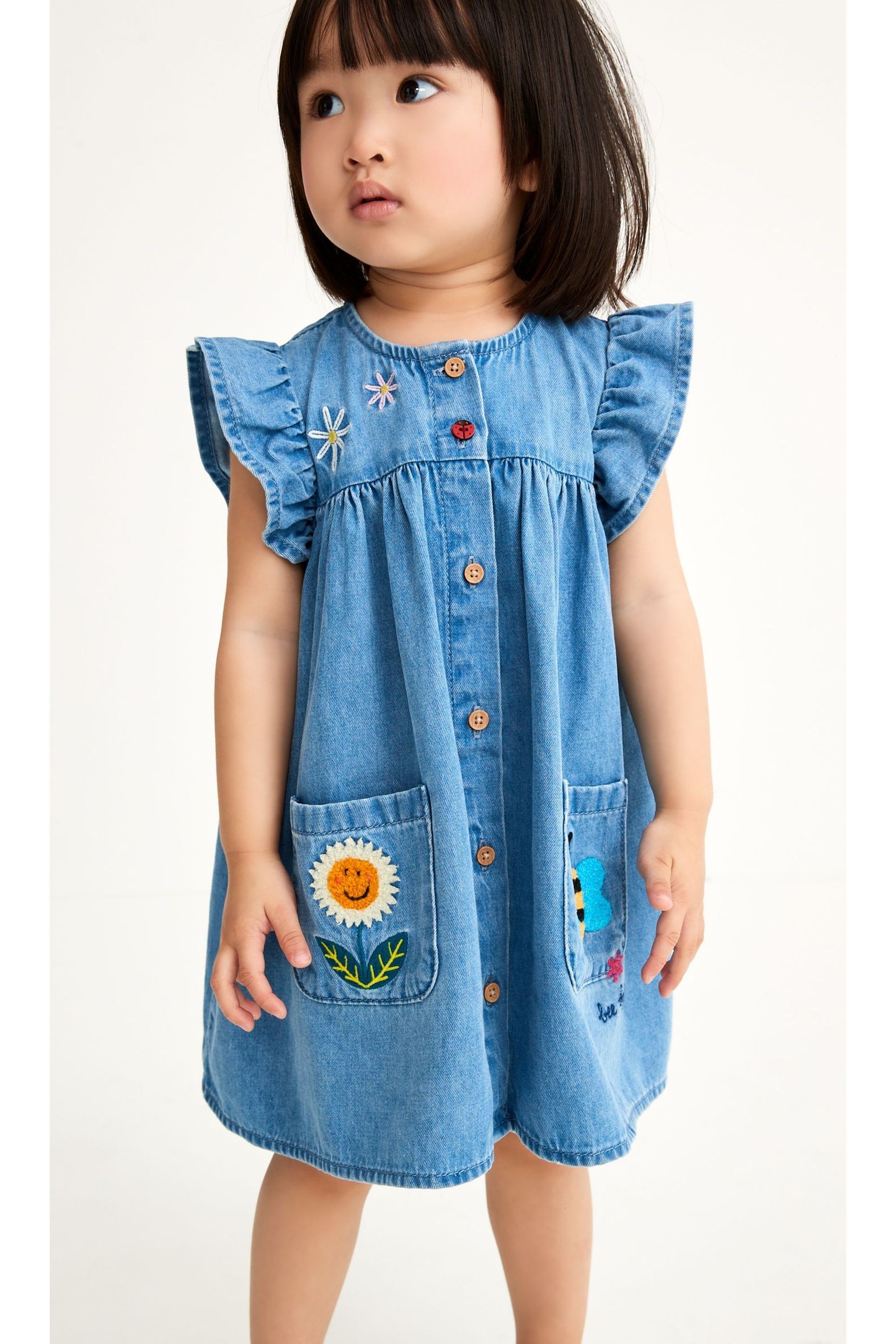 Frill Sleeve Cotton Dress (3mths-8yrs)