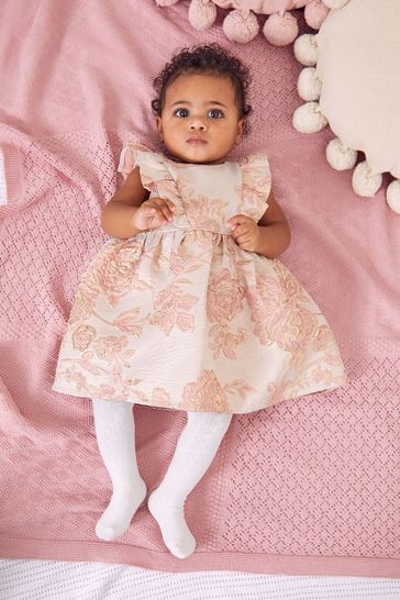 Lipsy Jacquard Frill Dress With Matching Knicker