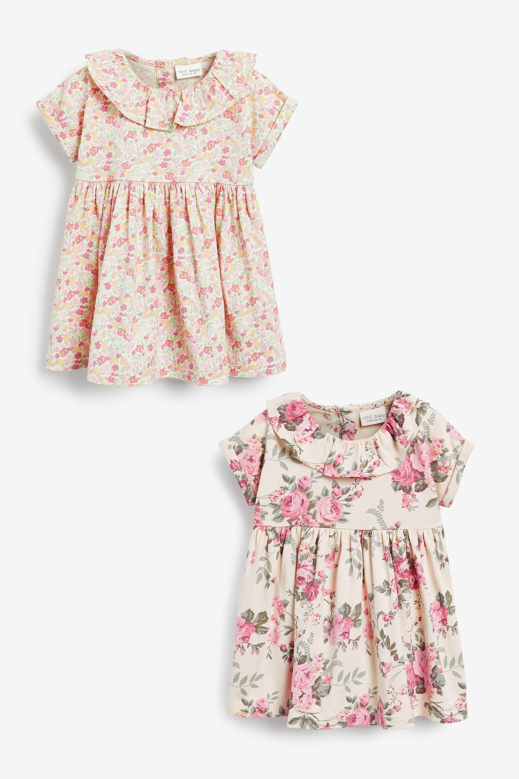 2 Pack Long Sleeved Floral Baby Dresses (0mths-3yrs)