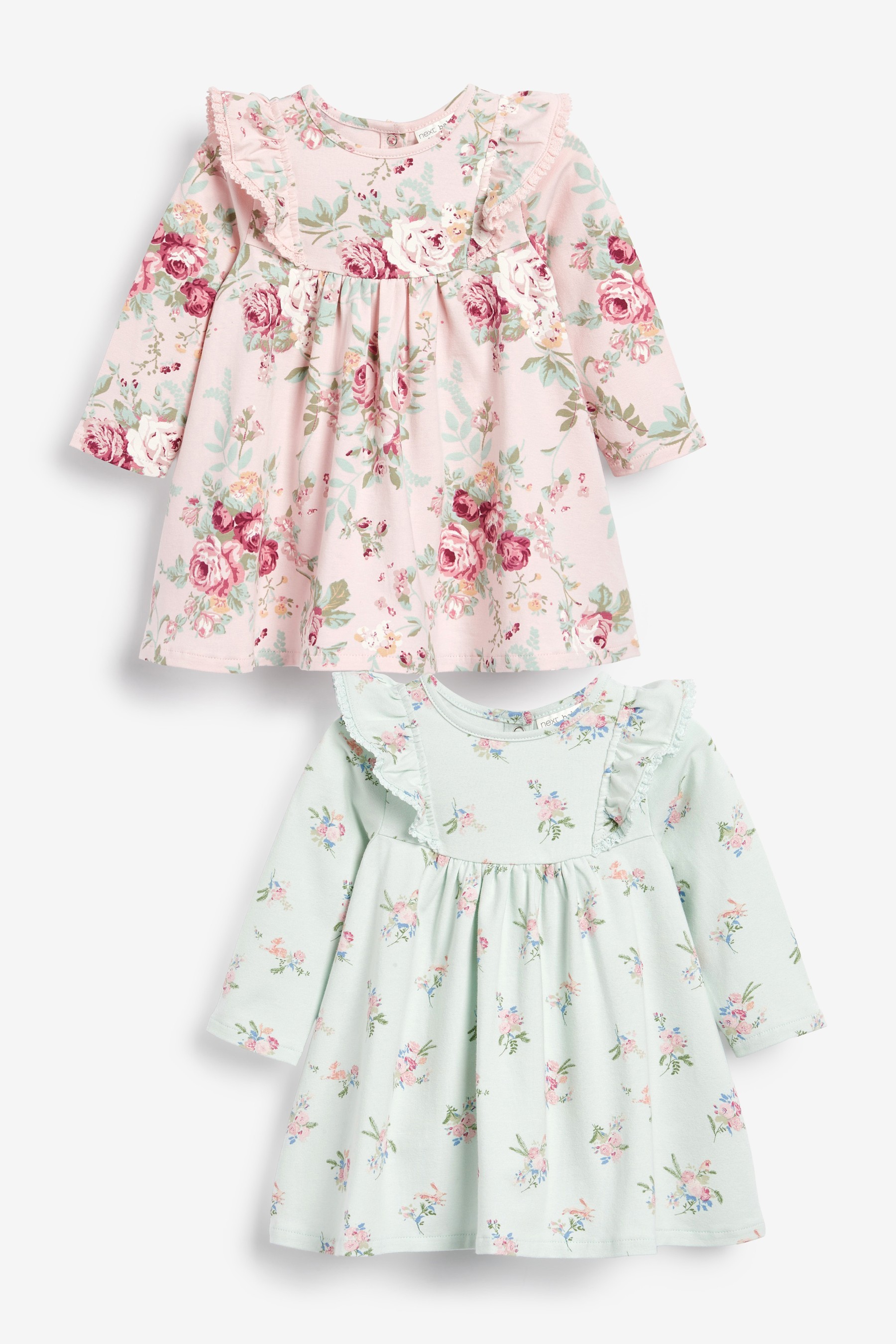 2 Pack Long Sleeved Floral Baby Dresses (0mths-3yrs)