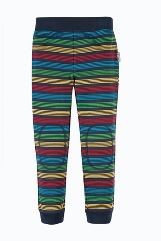 Frugi Blue Organic Cotton Lightweight Joggers Rainbow Stripe