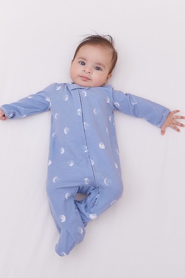 aden + anais Comfort Knit Blue Moon Footie Bodysuit