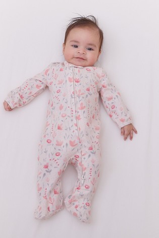 aden + anais Pink Comfort Knit Perennial Footie Bodysuit